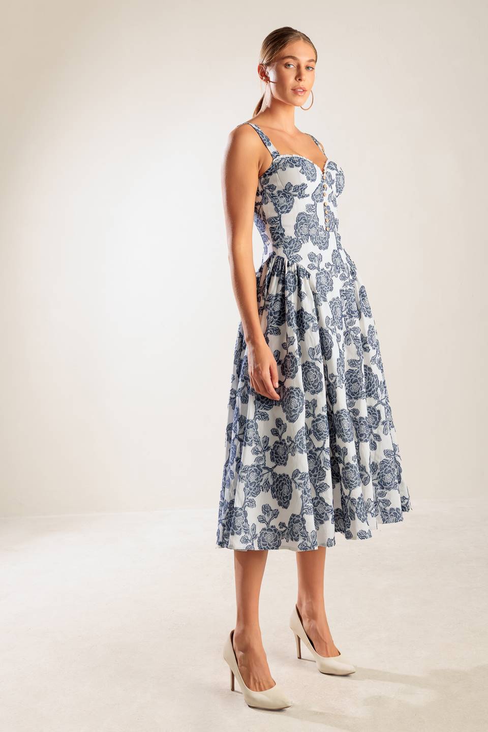 EXPLORING NEW INTERESTS WOVEN MIDI DRESS Flying Tomato